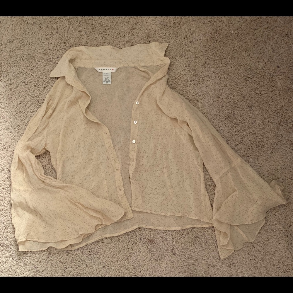 Semi-sheer button up blouse